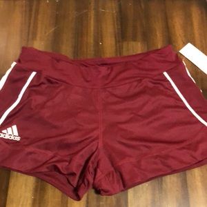 Maroon adidas athletic shorts